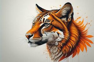Tiger head with colorful background. ai generative photo