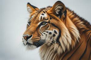 Portrait of a tiger on a solid color background. Close-up. ai generative photo