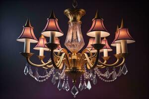 Luxury chandelier isolated on dark background. ai generative photo