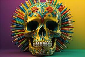 Day of the Dead sugar skull. Mexican sugar skull. ai generative photo