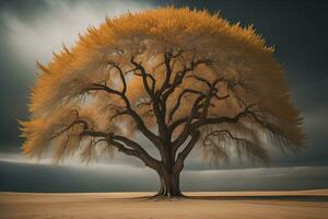 fantasía silueta de un árbol en el desierto. ai generativo foto