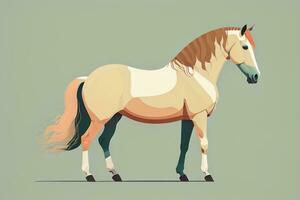 Brown and white horse standing. Vector illustration. ai generative photo