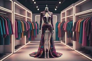 Futuristic fashion mannequin in the store. ai generative photo