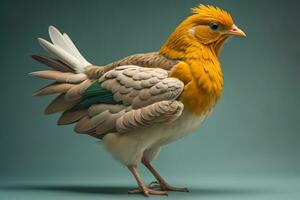 Colorful chicken on a solid color background, studio photo. ai generative photo