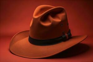 Fashionable hat on a solid color background. ai generative photo