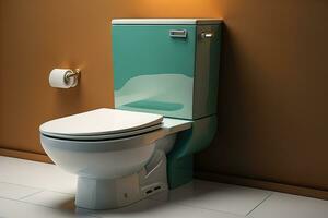 toilet bowl in modern bathroom. ai generative photo