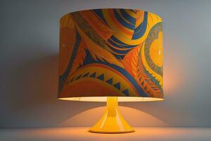 decorative table lamp on solid color background. ai generative photo