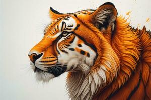 Portrait of a tiger on a solid color background. Close-up. ai generative photo