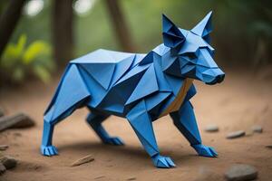 Paper origami animal isolated on solid color background. ai generative photo