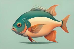 Illustration of a fish on a blue background, vector illustration. ai generative photo