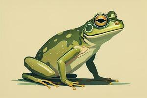 Frog on a green background. Vector illustration of a frog. ai generative photo