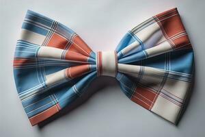 Beautiful and stylish bow tie on a solid colored background. ai generative photo