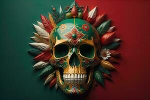 Day of the Dead sugar skull. Mexican sugar skull. ai generative photo