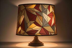 a decorative and colorful lamp on a solid color background. ai generative photo