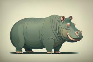 Hippopotamus standing on its hind legs. Vector illustration. ai generative photo