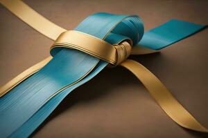 Shiny satin ribbon in brown color isolated on white background. ai generative photo