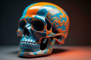 Day of the Dead sugar skull. Mexican sugar skull. ai generative photo