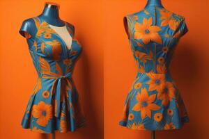 Women's dress on a mannequin in a fashion store. ai generative photo
