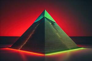 Creative and colorful pyramid on a solid color background. ai generative photo