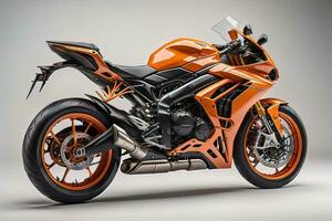 Modern powerful sports motorcycle on a colorful background. ai generative photo