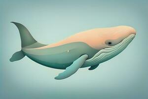 Blue whale isolated on a solid clor background. ai generative photo