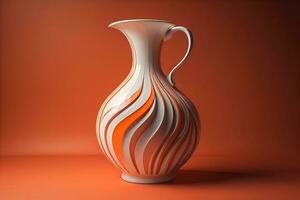 Ceramic vase on a solid color background. ai generative photo