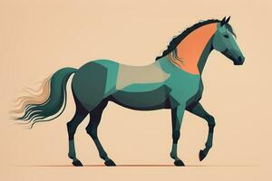 Brown and white horse standing. Vector illustration. ai generative photo