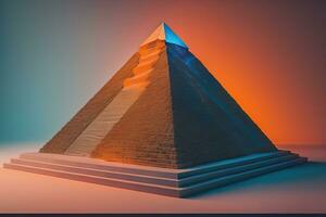 creativo y vistoso pirámide en un sólido color antecedentes. ai generativo foto