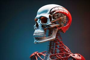 a human skeleton on a solid color background. ai generative photo