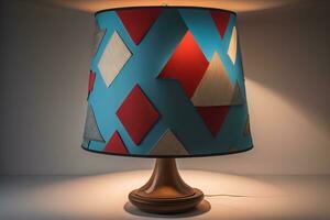 decorative table lamp on solid color background. ai generative photo