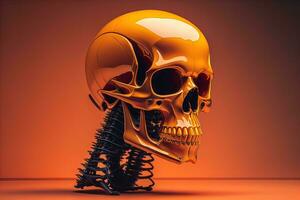 a human skeleton on a solid color background. ai generative photo