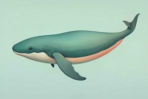 Blue whale isolated on a solid clor background. ai generative photo