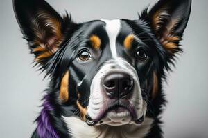 Portrait of a cute dog on a colorful background. Studio shot. ai generative photo