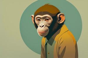 Vector illustration of a monkey. Cartoon style. ai generative photo