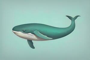 Blue whale isolated on a solid clor background. ai generative photo