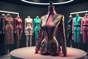 Futuristic fashion mannequin in the store. ai generative photo