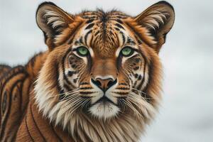 Portrait of a tiger on a solid color background. Close-up. ai generative photo