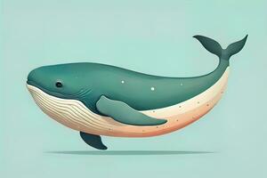 Blue whale isolated on a solid clor background. ai generative photo