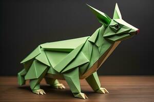 Paper origami animal isolated on solid color background. ai generative photo