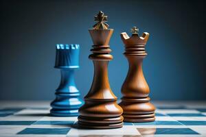 Different chess piece on a solid color background. ai generative photo