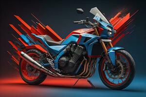 Modern powerful sports motorcycle on a colorful background. ai generative photo