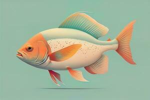 Illustration of a fish on a blue background, vector illustration. ai generative photo