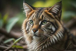 Portrait of a beautiful Maine Coon cat on a dark background. ai generative photo