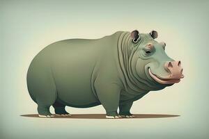 Hippopotamus standing on its hind legs. Vector illustration. ai generative photo