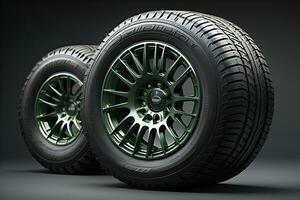 Car tires on a solid color background. ai generative photo
