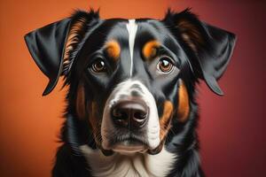 Portrait of a cute dog on a colorful background. Studio shot. ai generative photo