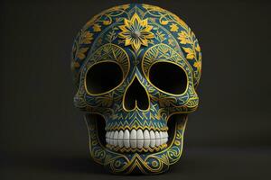 día de el muerto azúcar cráneo. mexicano azúcar cráneo. ai generativo foto
