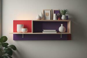 Bookshelf in scandinavian interior. ai generative photo