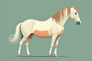 Brown and white horse standing. Vector illustration. ai generative photo