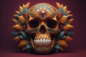 Day of the Dead sugar skull. Mexican sugar skull. ai generative photo